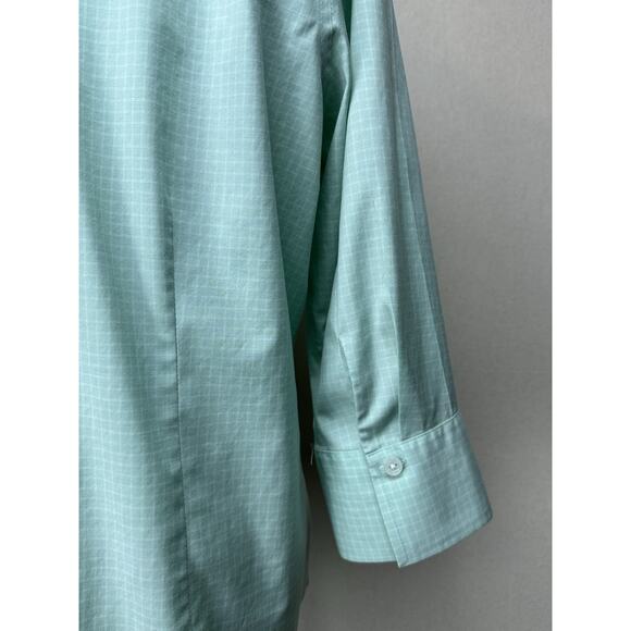 Eddie Bauer wrinkle resistant 3/4 sleeve button up green & White Women’s XL - Picture 8 of 16